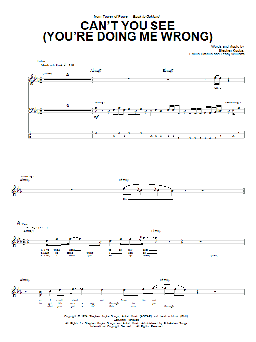Tower Of Power Can't You See (You're Doing Me Wrong) Sheet Music