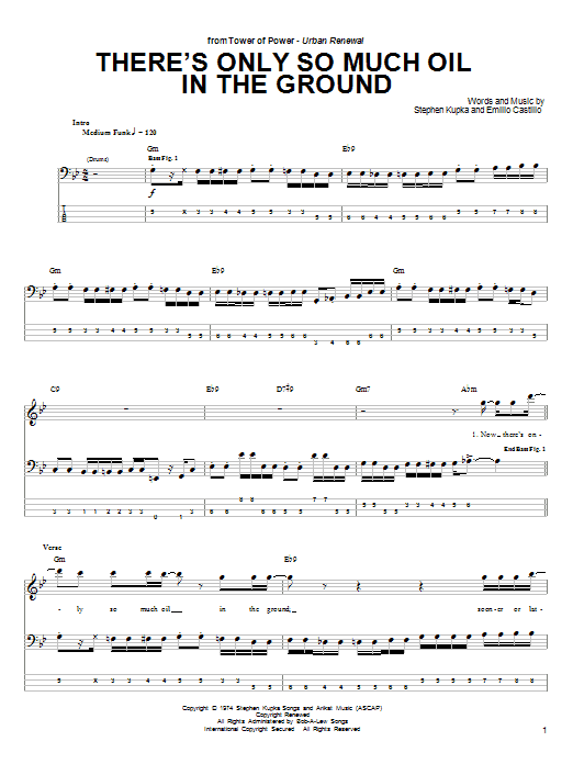 Tower Of Power There's Only So Much Oil In The Ground Sheet Music