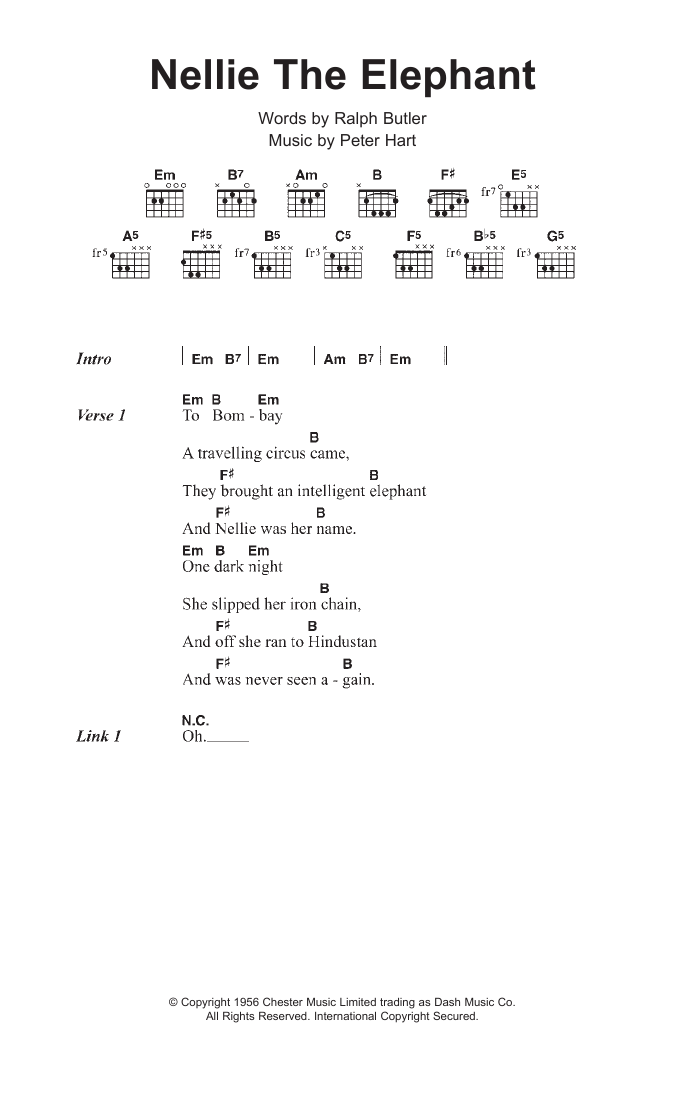 Toy Dolls Nellie The Elephant Sheet Music