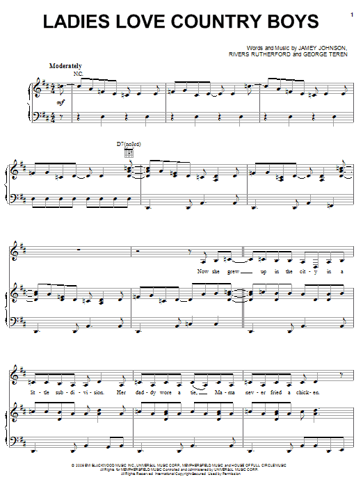 Trace Adkins Ladies Love Country Boys Sheet Music
