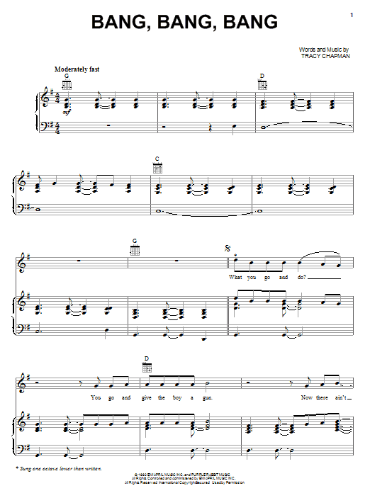 Tracy Chapman Bang Bang Bang Sheet Music