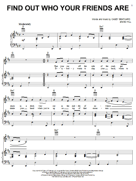 Tracy Lawrence Find Out Who Your Friends Are Sheet Music