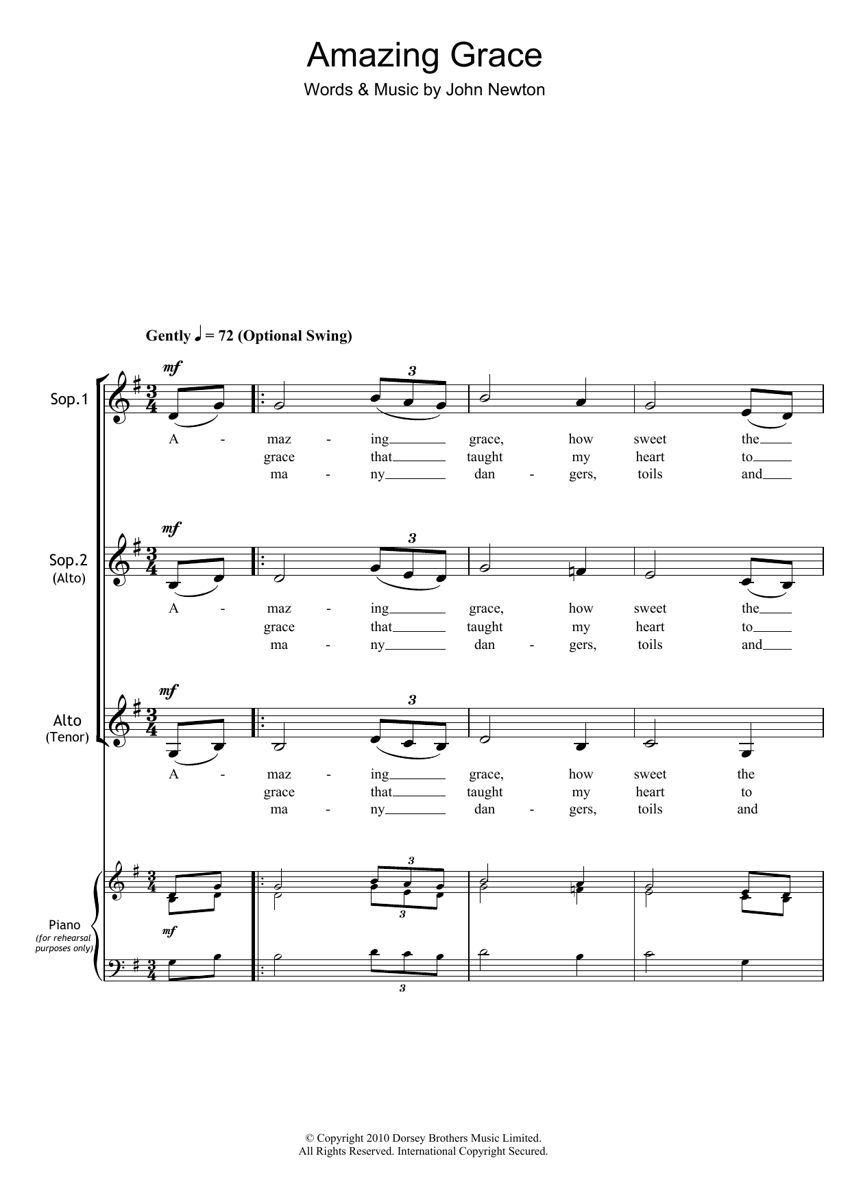 Traditional Amazing Grace (arr. Barrie Carson Turner) Sheet Music