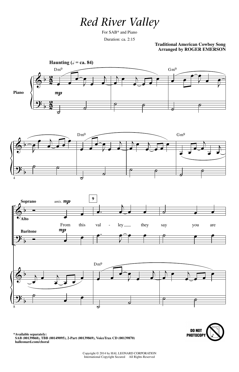 Roger Emerson The Red River Valley Sheet Music