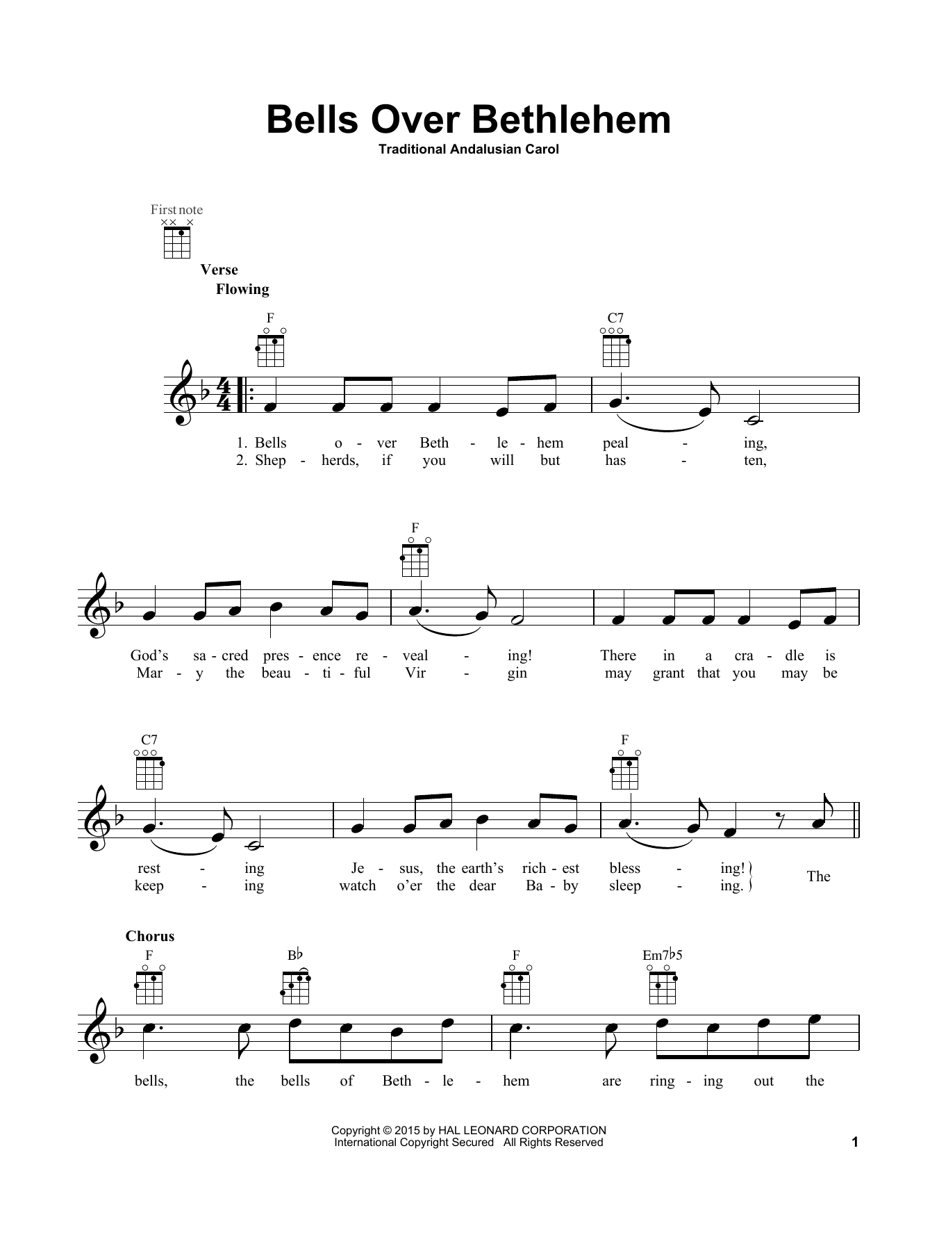 Traditional Andalusian Carol Bells Over Bethlehem Sheet Music