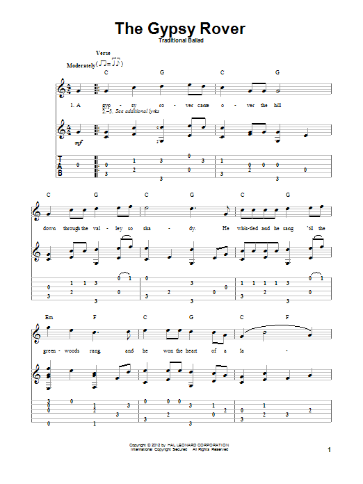 Traditional Ballad The Gypsy Rover Sheet Music