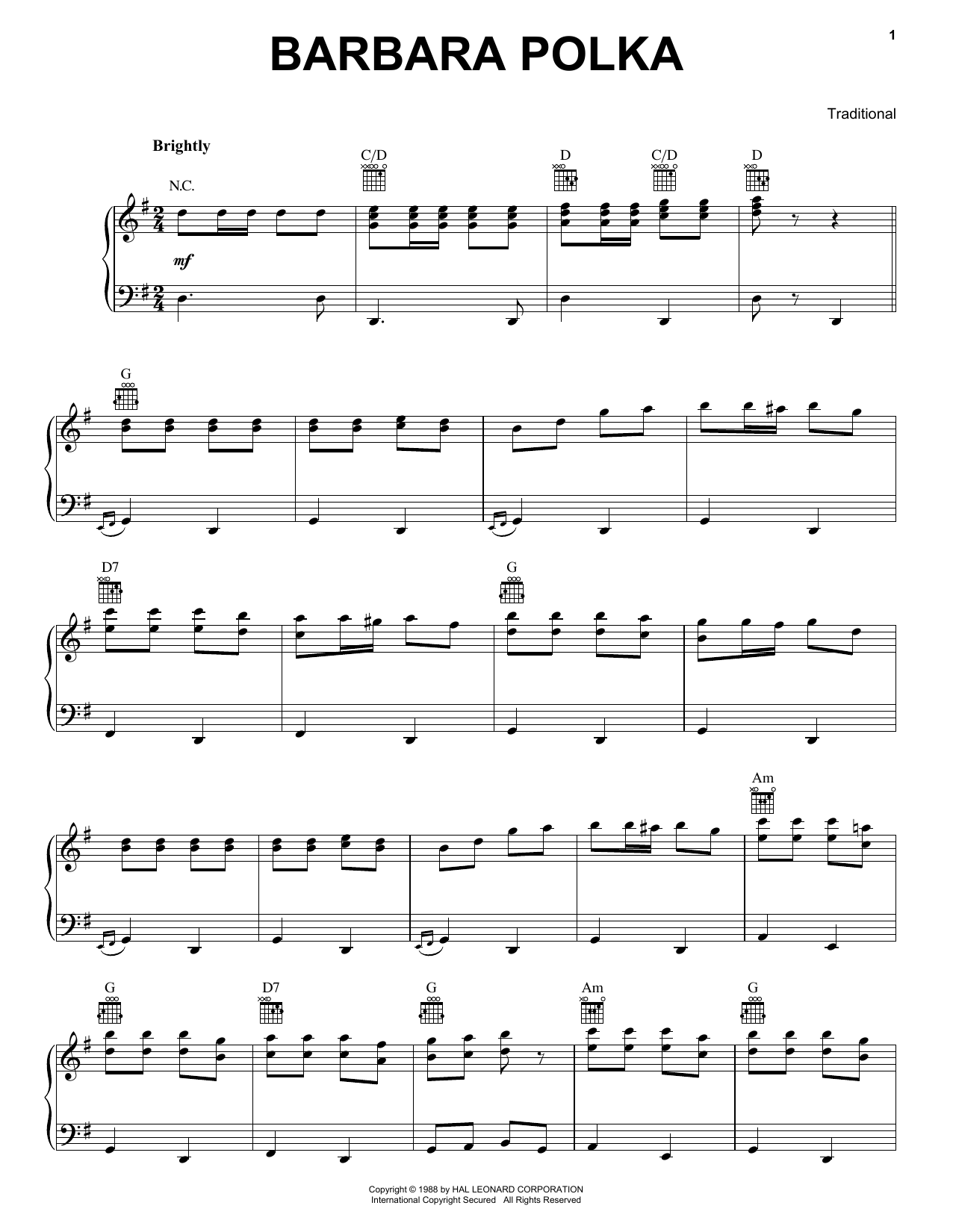 Traditional Barbara Polka Sheet Music