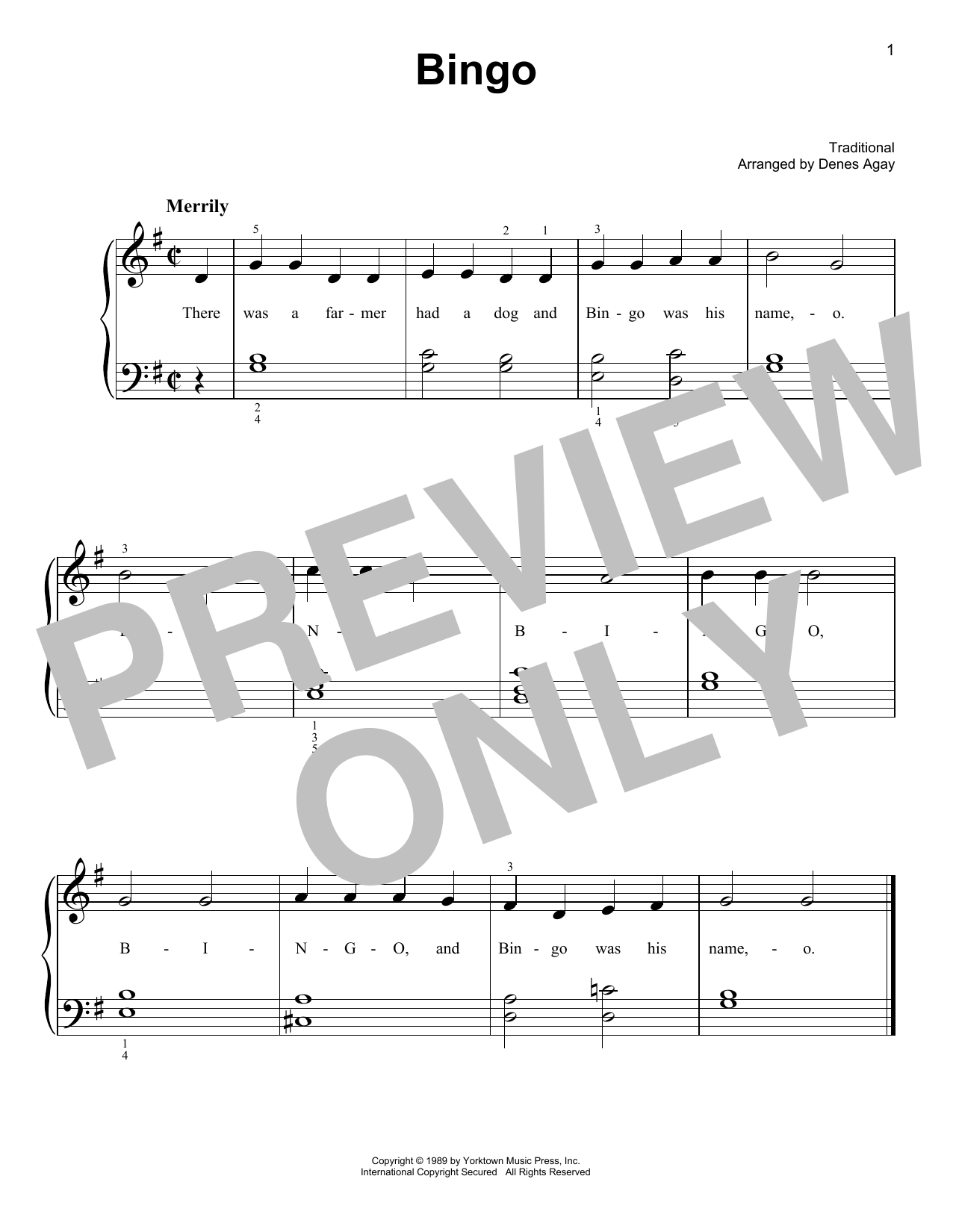 Traditional Bingo (arr. Denes Agay) Sheet Music