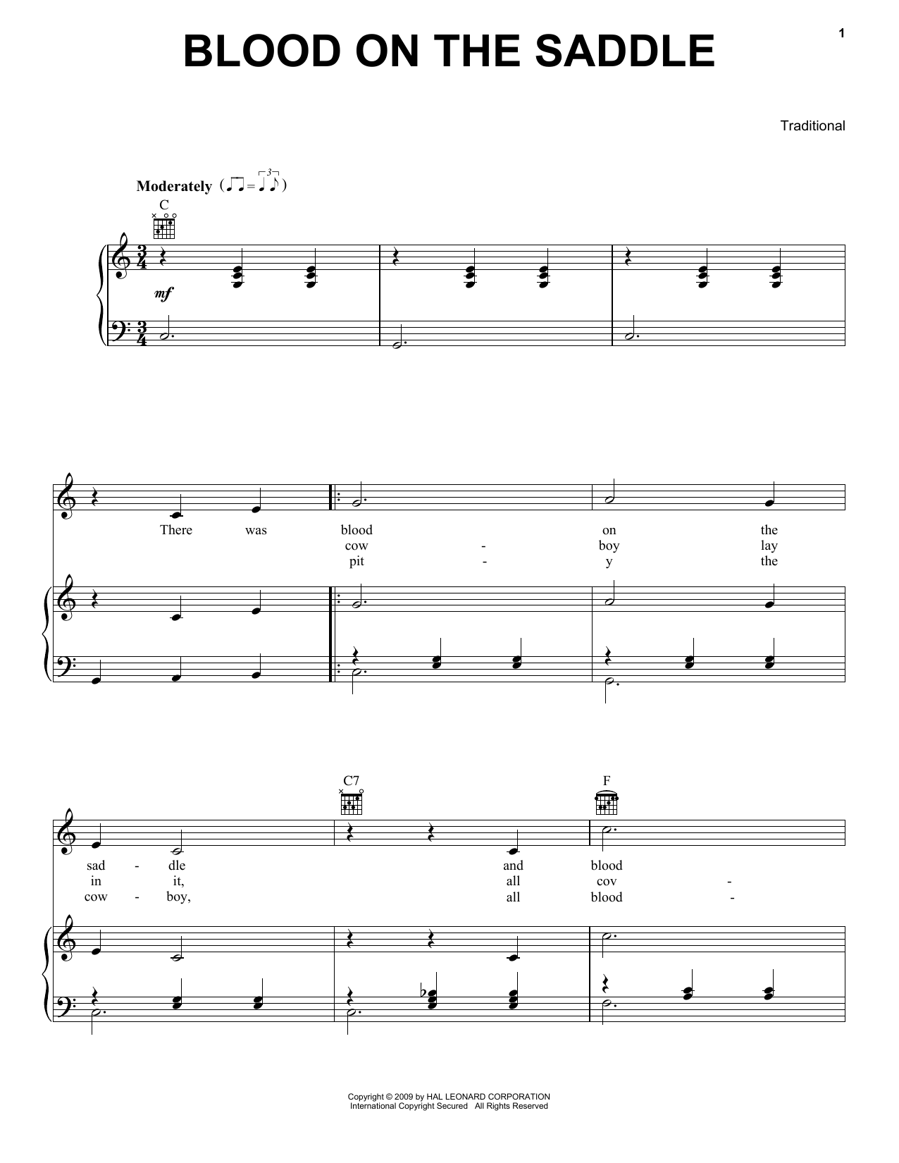Traditional Blood On The Saddle Sheet Music