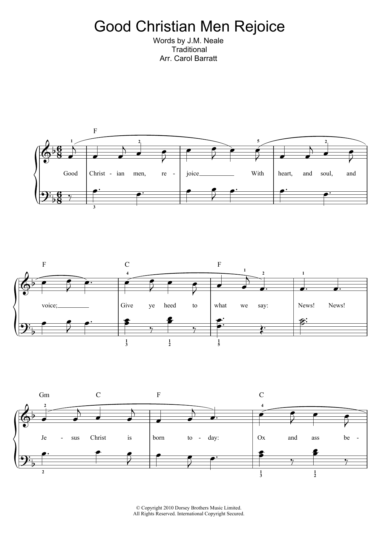 Traditional Carol Good Christian Men Rejoice Sheet Music