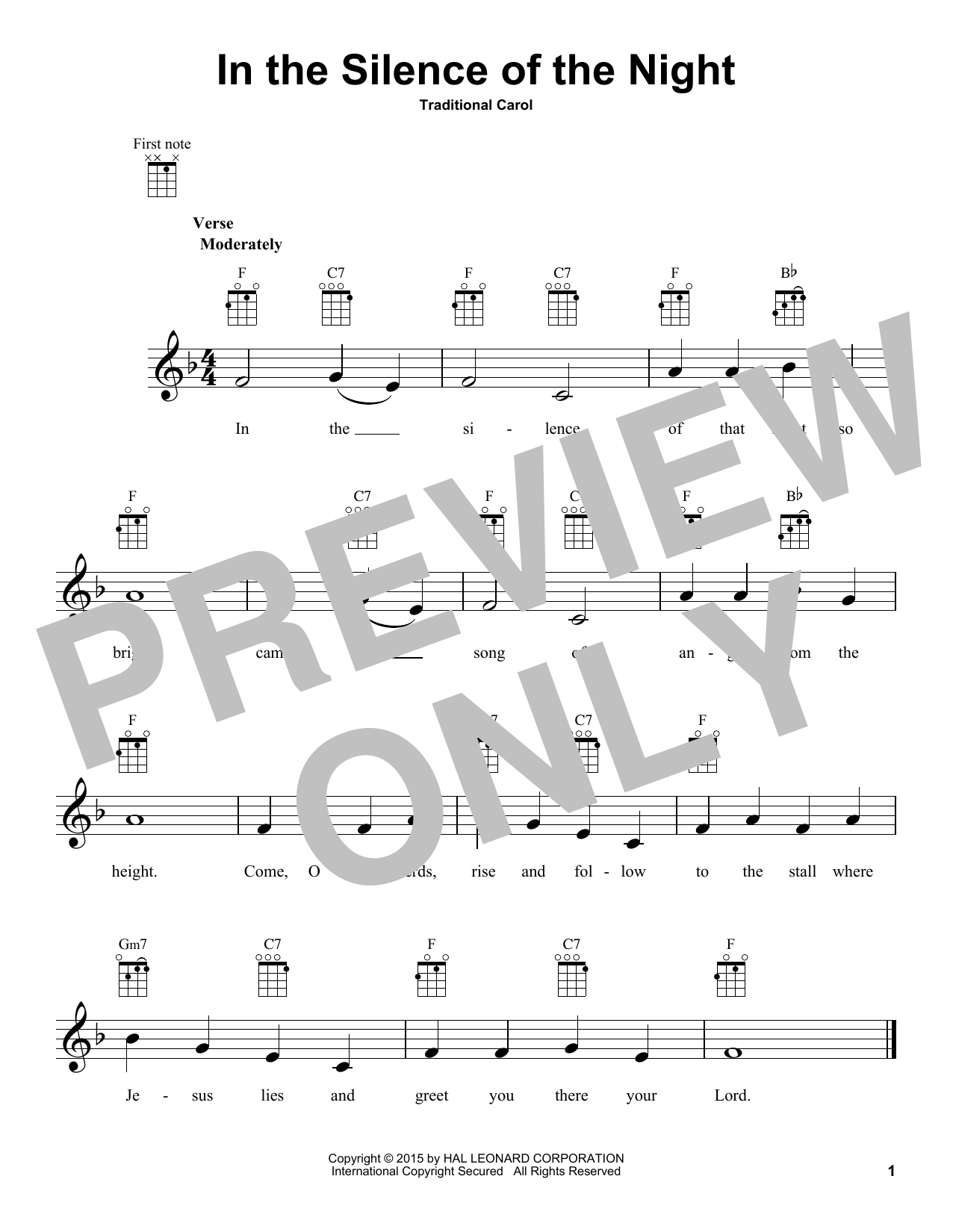 Traditional Carol In The Silence Of The Night Sheet Music