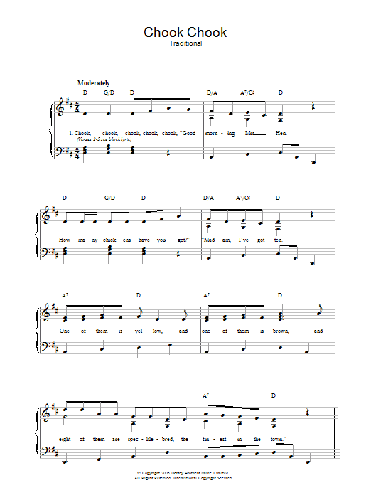 Traditional Chook Chook Sheet Music