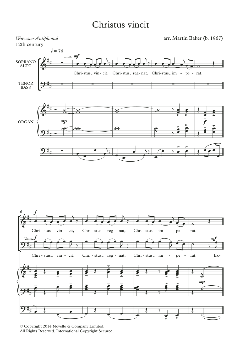 Traditional Christus Vincit (arr. Martin Baker) Sheet Music
