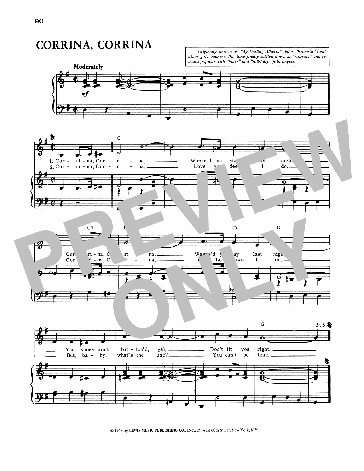 Traditional Corrina Sheet Music