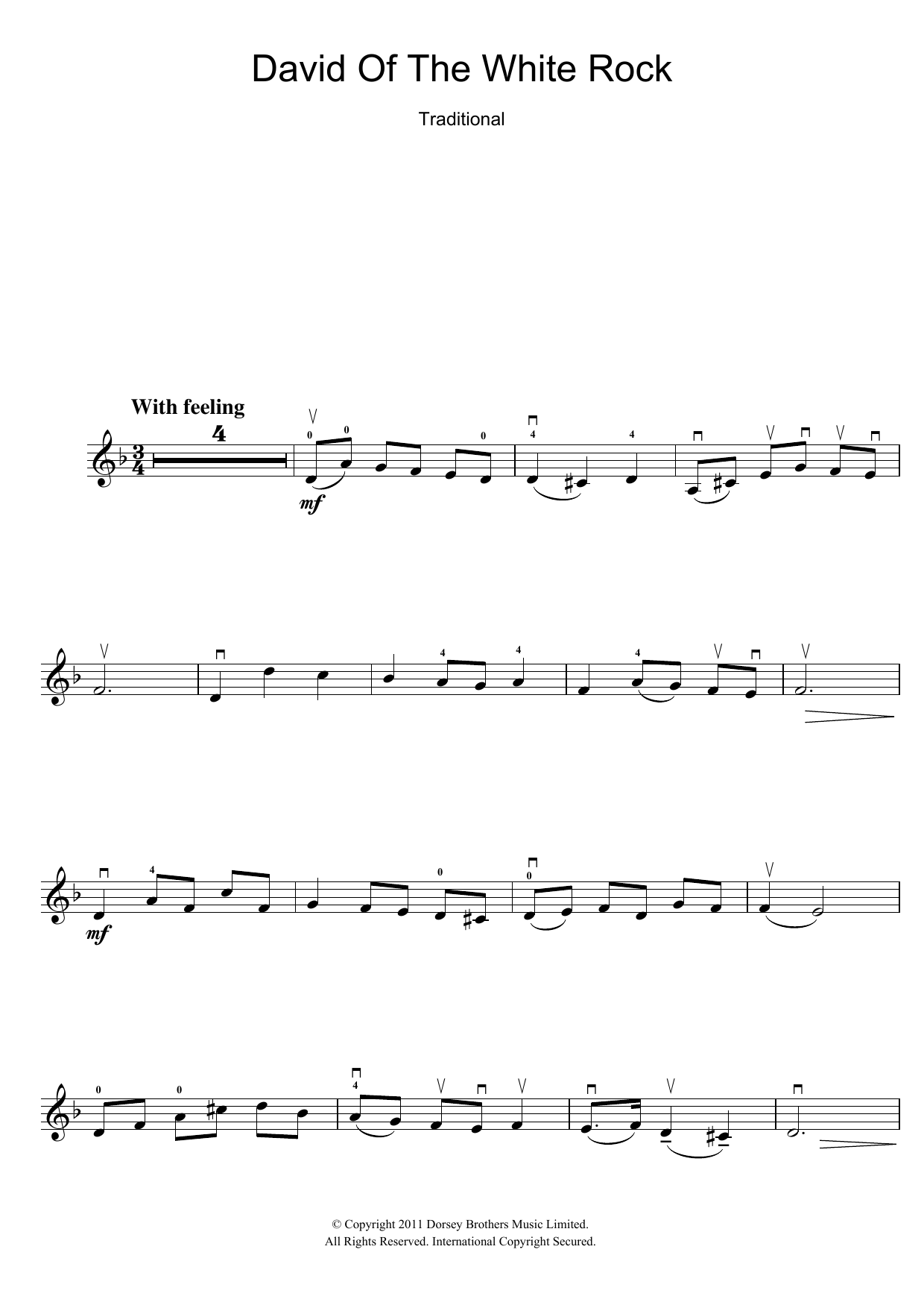 Traditional David Of The White Rock Sheet Music