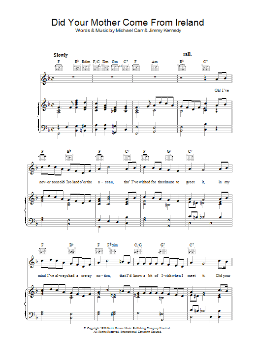 Traditional Did Your Mother Come From Ireland Sheet Music