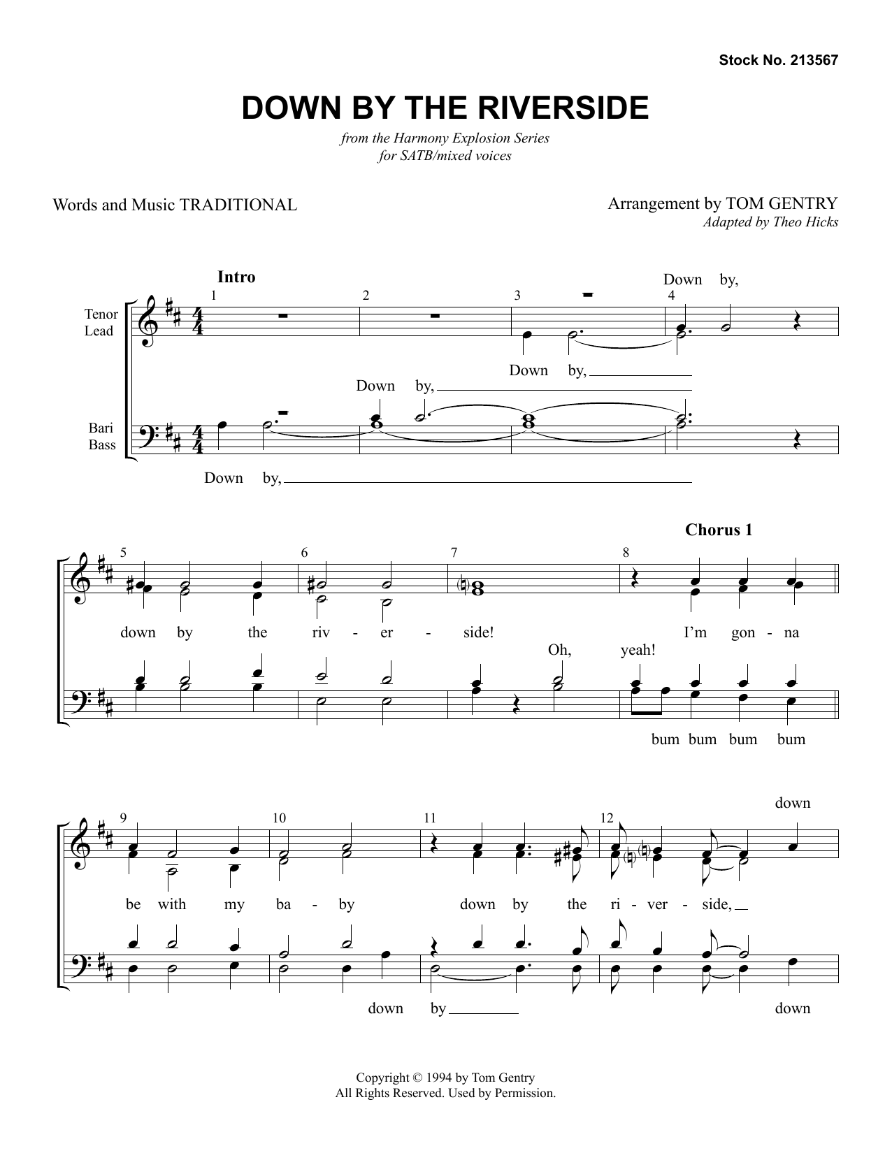 Traditional Down By The Riverside (arr. Tom Gentry) Sheet Music