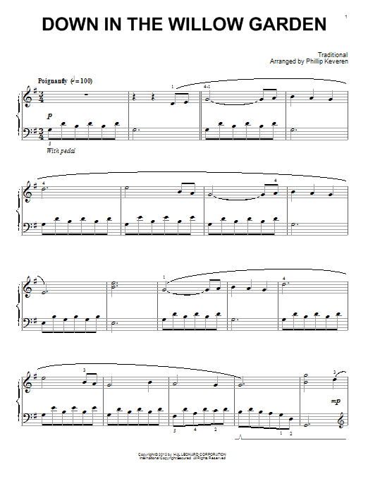 Traditional Down In The Willow Garden (arr. Phillip Keveren) Sheet Music