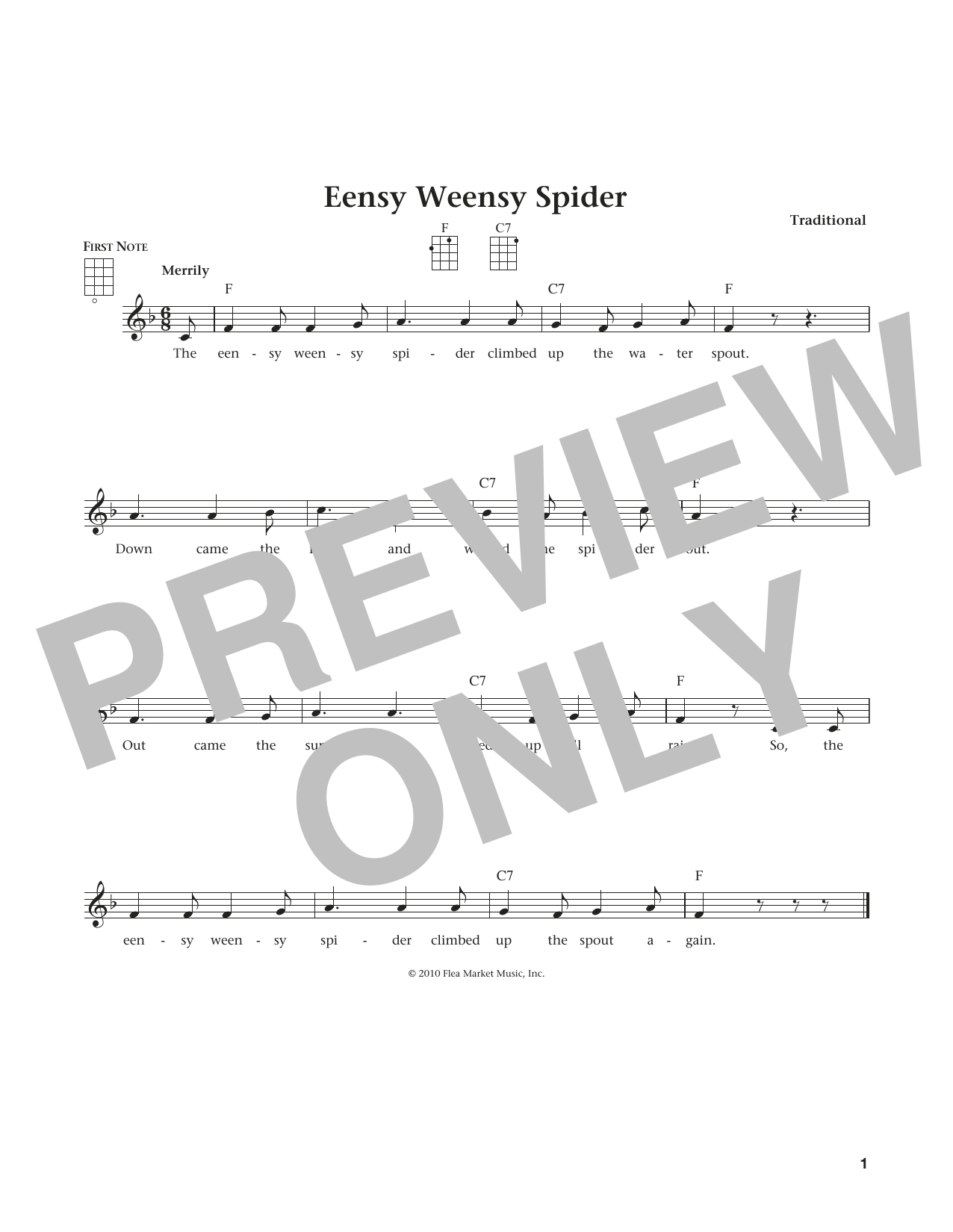 Traditional Eensy Weensy Spider (from The Daily Ukulele) (arr. Liz and Jim Beloff) Sheet Music