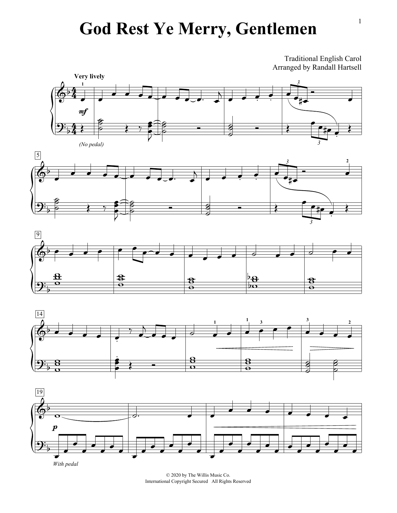 Traditional English Carol God Rest Ye Merry, Gentlemen (arr. Randall Hartsell) Sheet Music