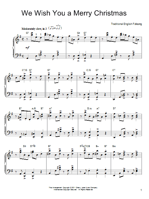 Traditional English Folksong We Wish You A Merry Christmas [Gospel version] Sheet Music