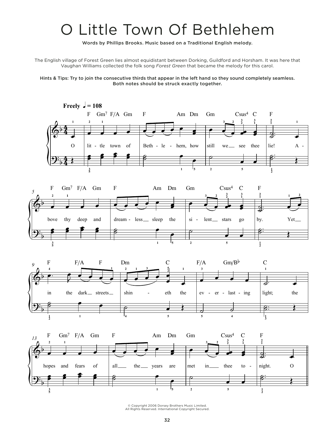 Traditional English Melody O Little Town Of Bethlehem Sheet Music