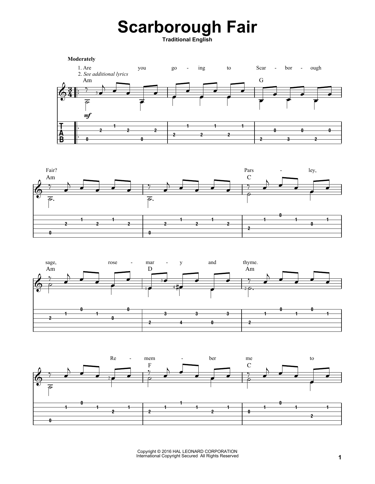 Traditional English Scarborough Fair (arr. Mark Phillips) Sheet Music