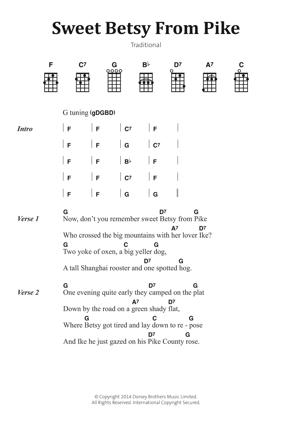 Traditional Folksong Sweet Betsy From Pike Sheet Music