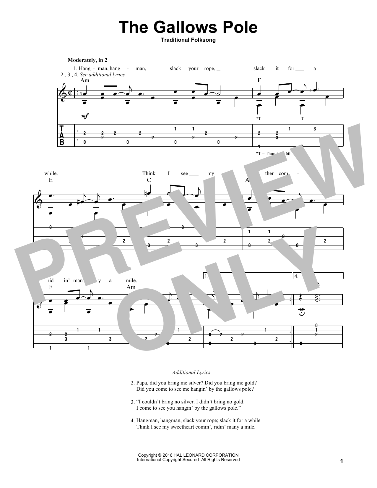 Traditional Folksong The Gallows Pole Sheet Music