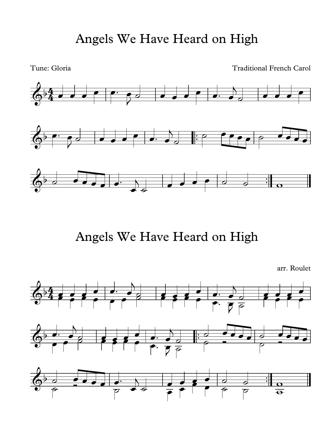 Traditional French Carol Angels We Have Heard on High (arr. Patrick Roulet) Sheet Music