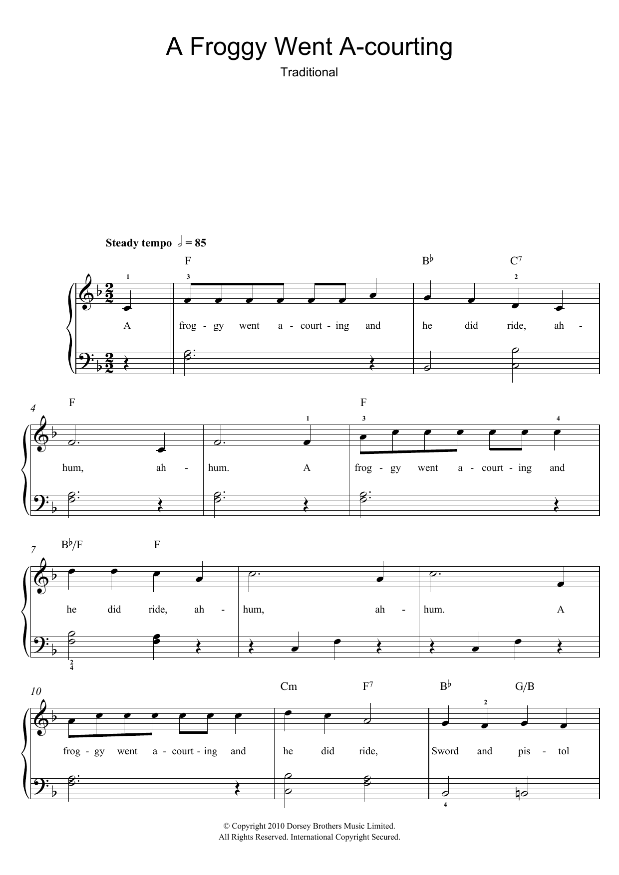 Traditional Froggy Went A-Courting Sheet Music