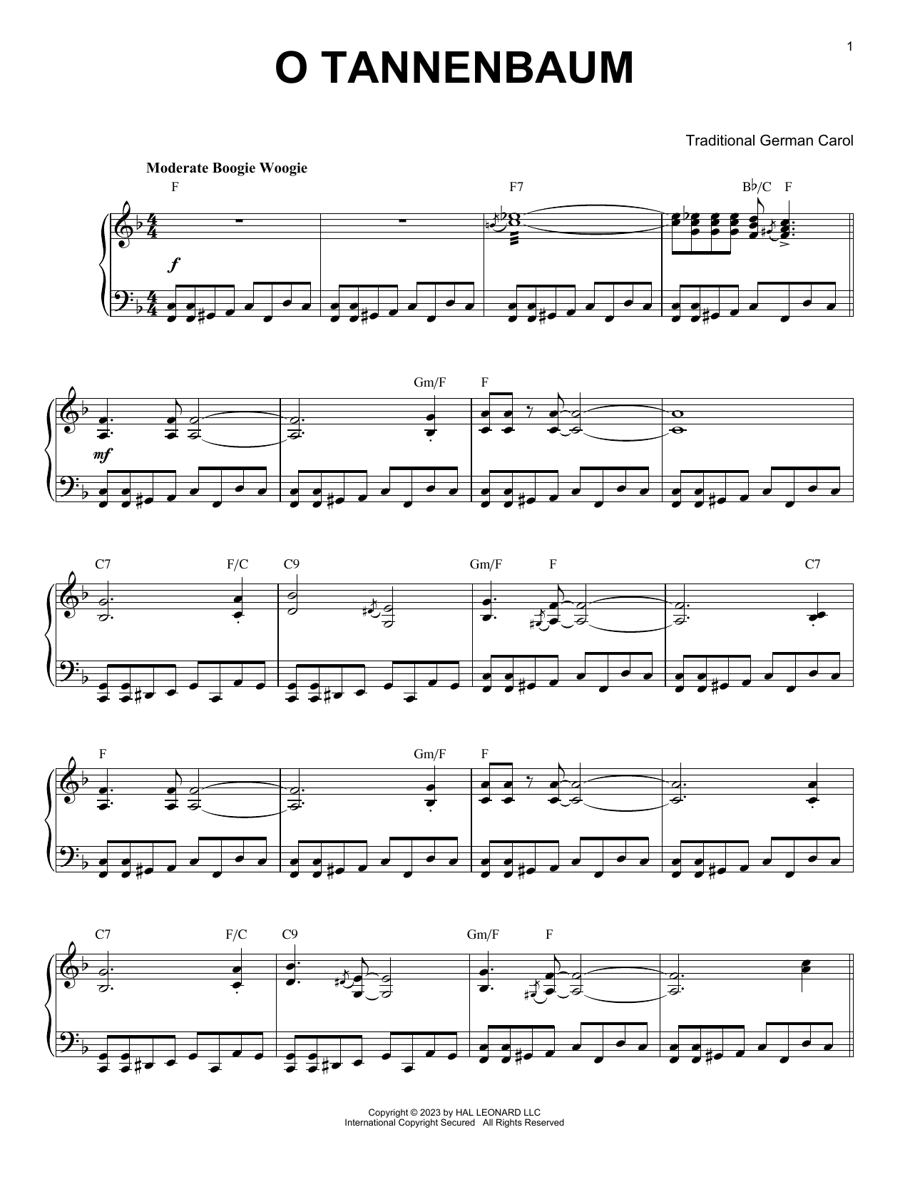 Traditional German Carol O Tannenbaum [Boogie Woogie version] (arr. Brent Edstrom) Sheet Music