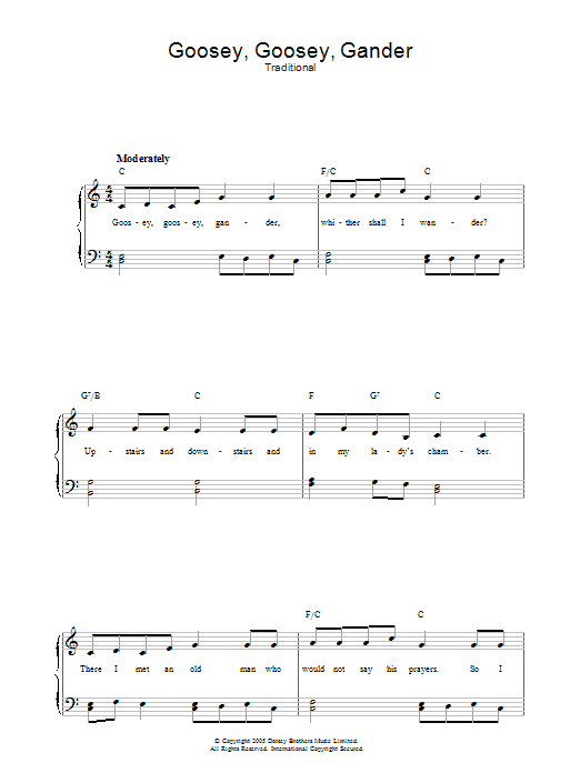 Traditional Goosey Goosey Gander Sheet Music