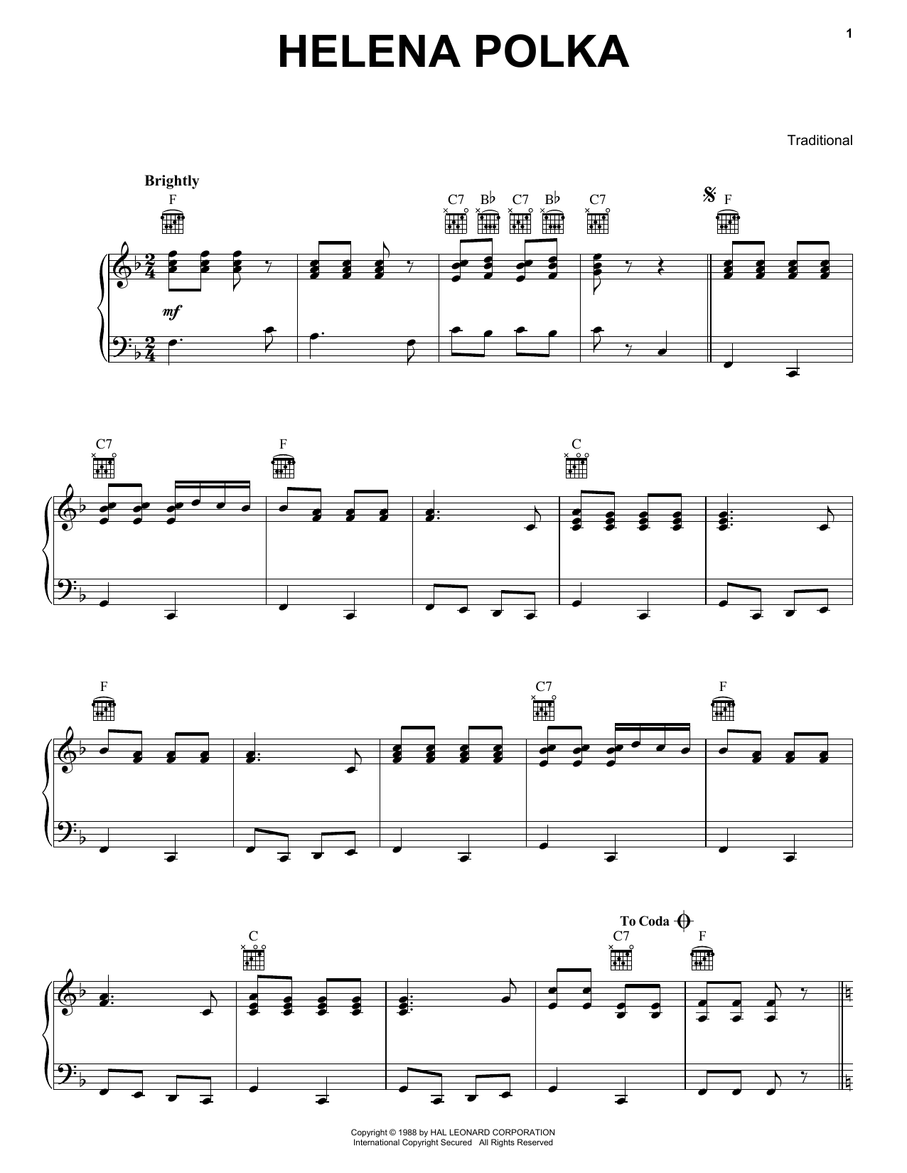 Traditional Helena Polka Sheet Music