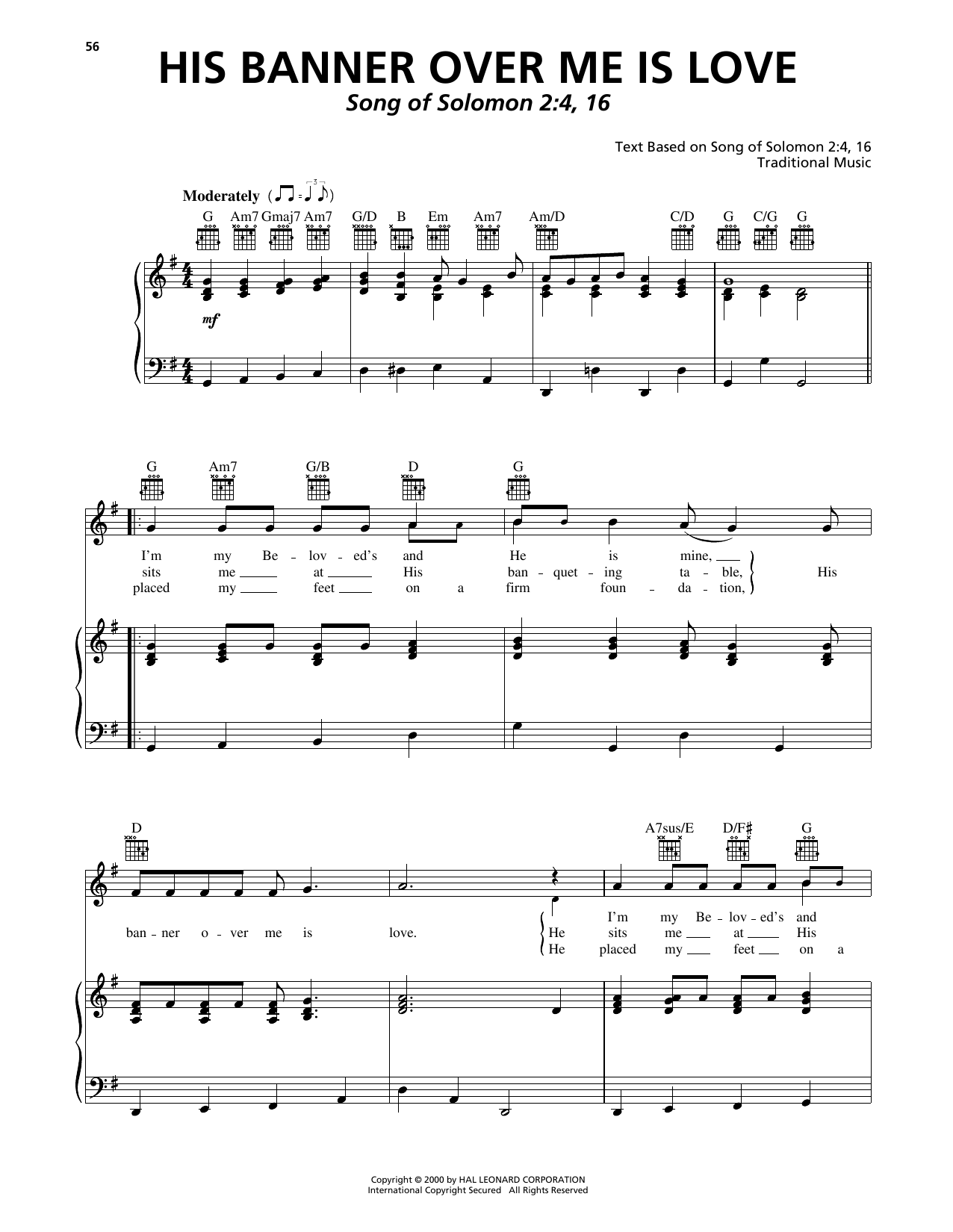 Traditional His Banner Over Me Is Love Sheet Music