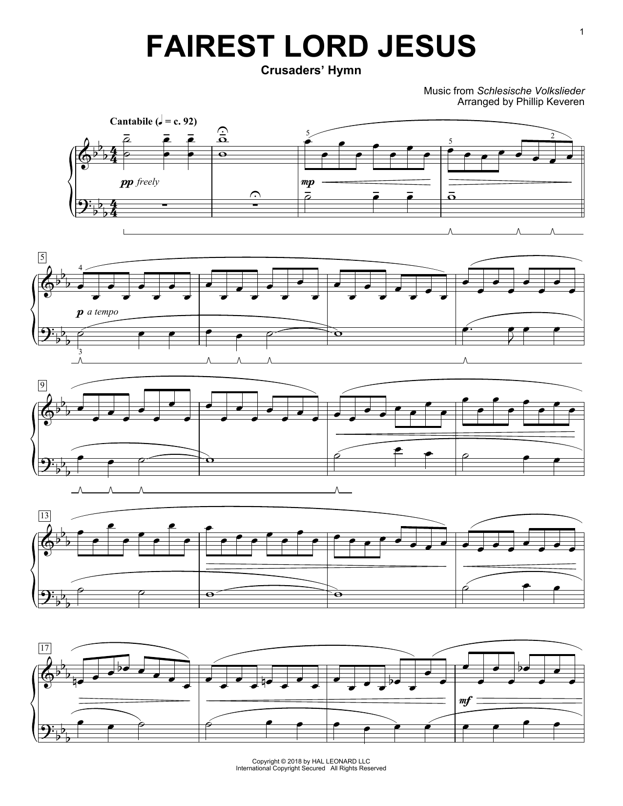 Traditional Hymn Fairest Lord Jesus [Classical version] (arr. Phillip Keveren) Sheet Music