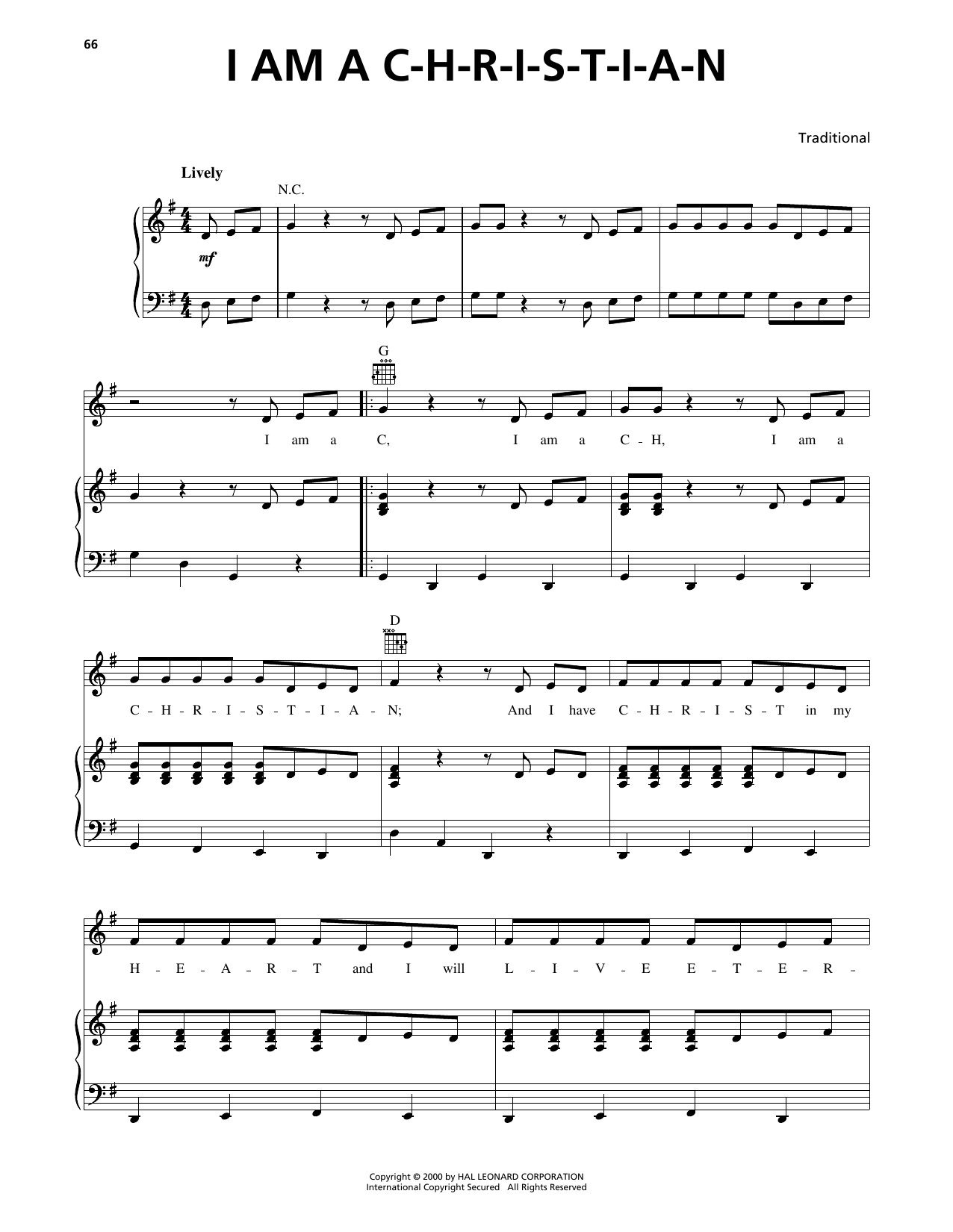 Traditional I Am A C-H-R-I-S-T-I-A-N Sheet Music