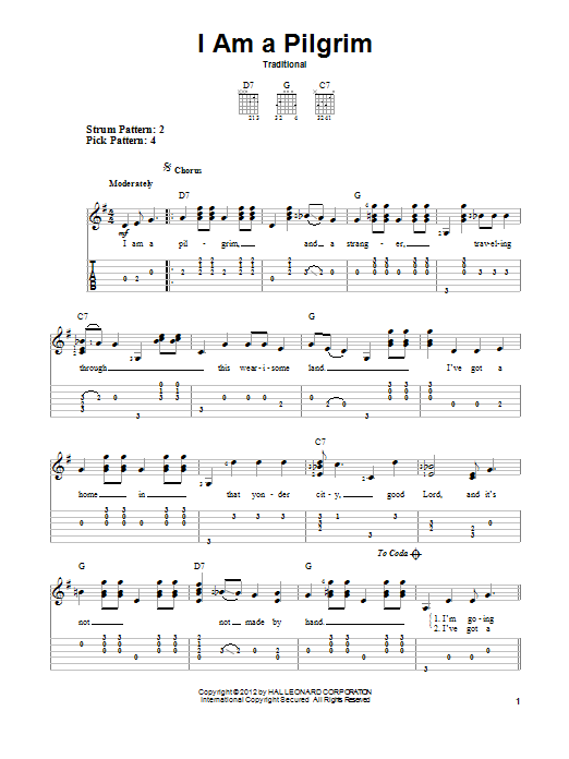 Traditional I Am A Pilgrim Sheet Music