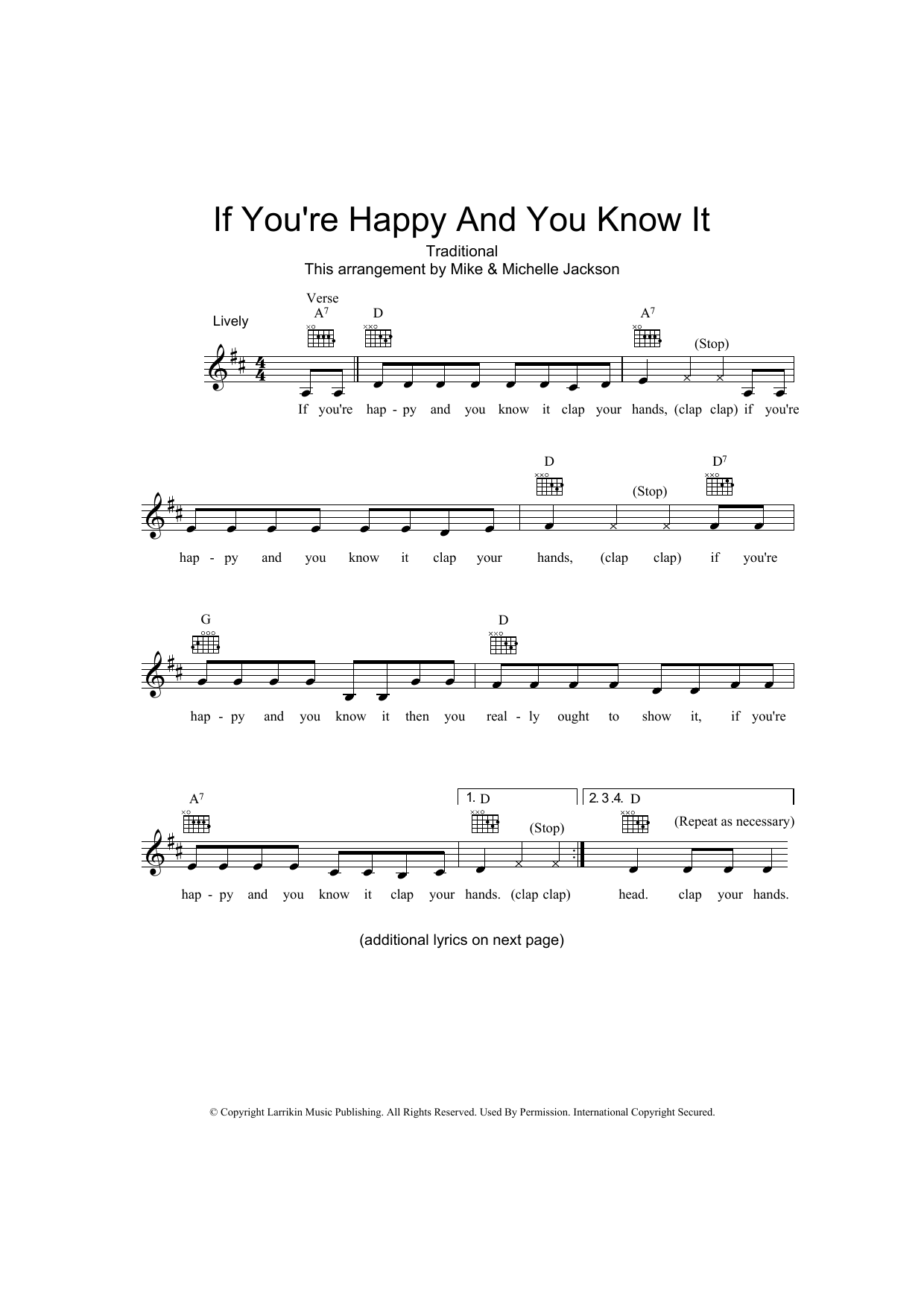Traditional If You're Happy And You Know It Sheet Music