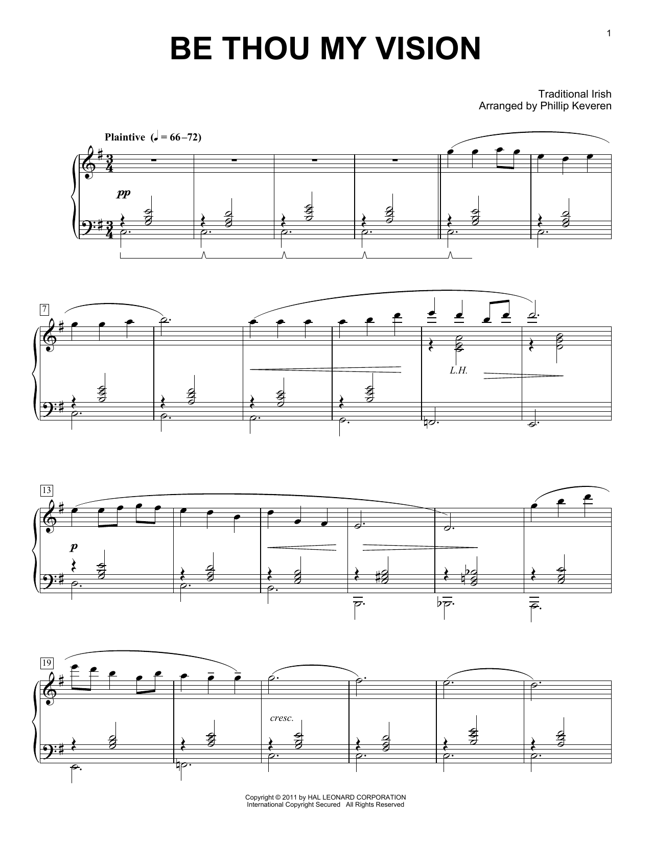 Traditional Irish Be Thou My Vision [Classical version] (arr. Phillip Keveren) Sheet Music
