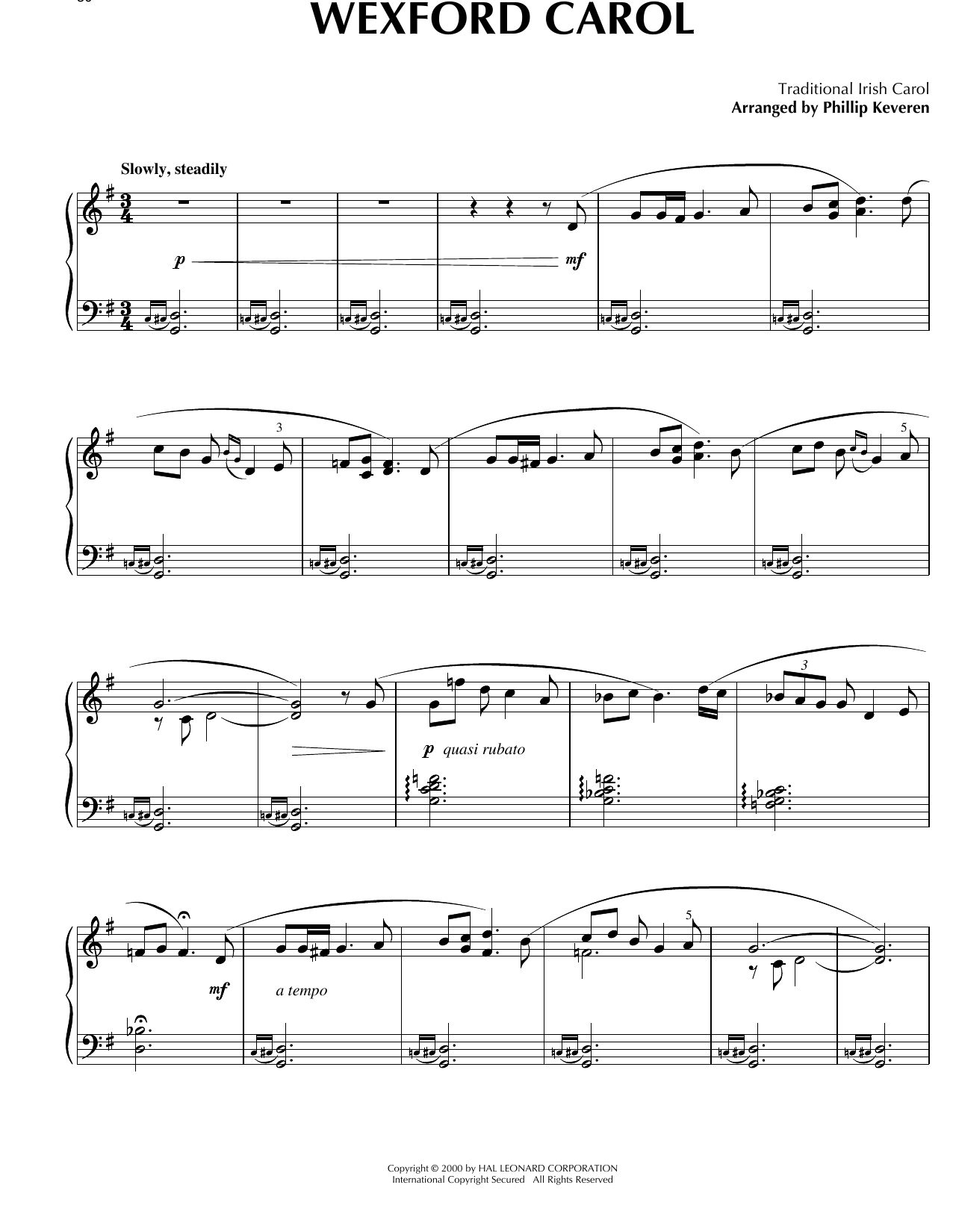 Traditional Irish Carol Wexford Carol [Celtic version] (arr. Phillip Keveren) Sheet Music