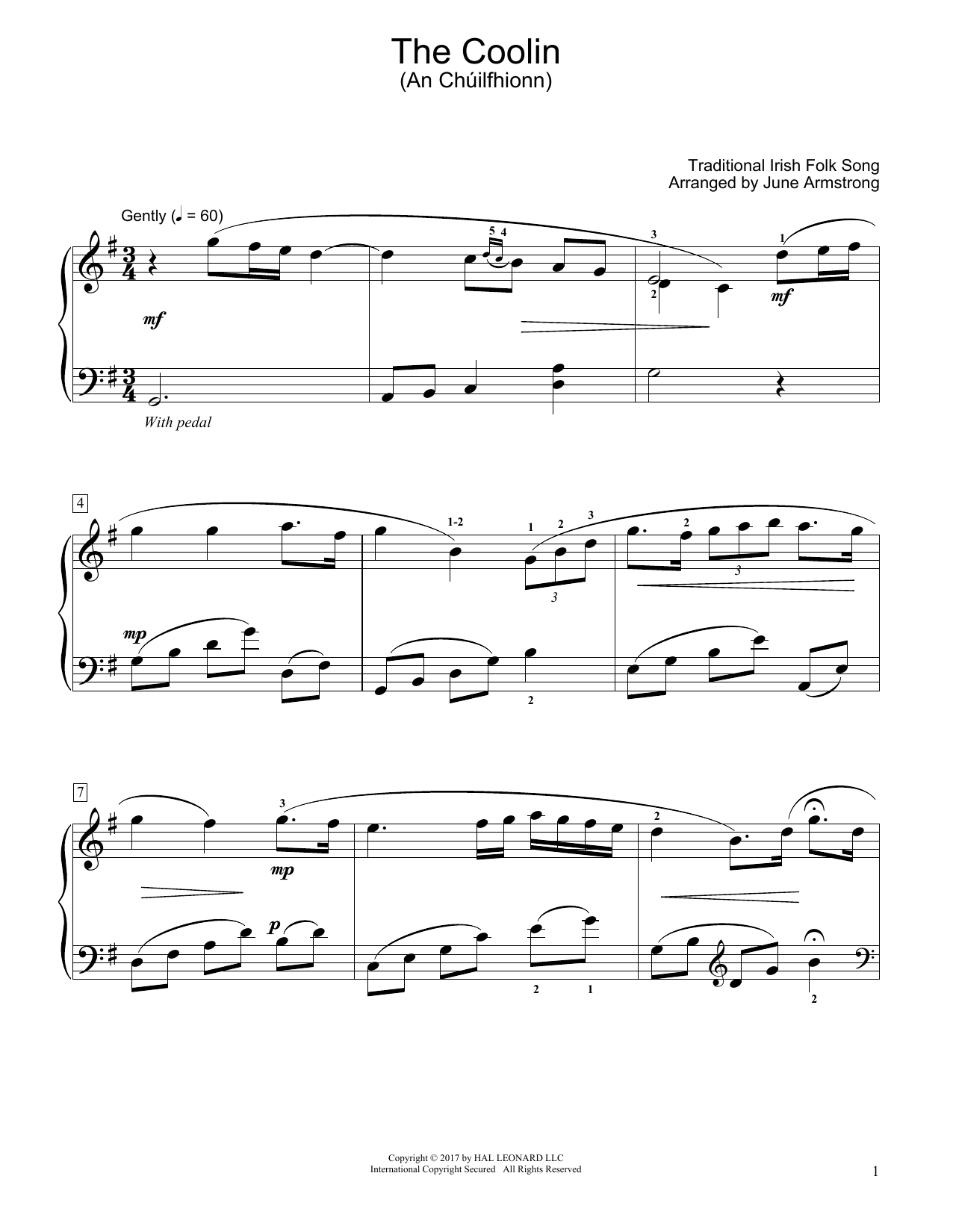 Traditional Irish Folk Song The Coolin (An Chúilfhionn) (arr. June Armstrong) Sheet Music