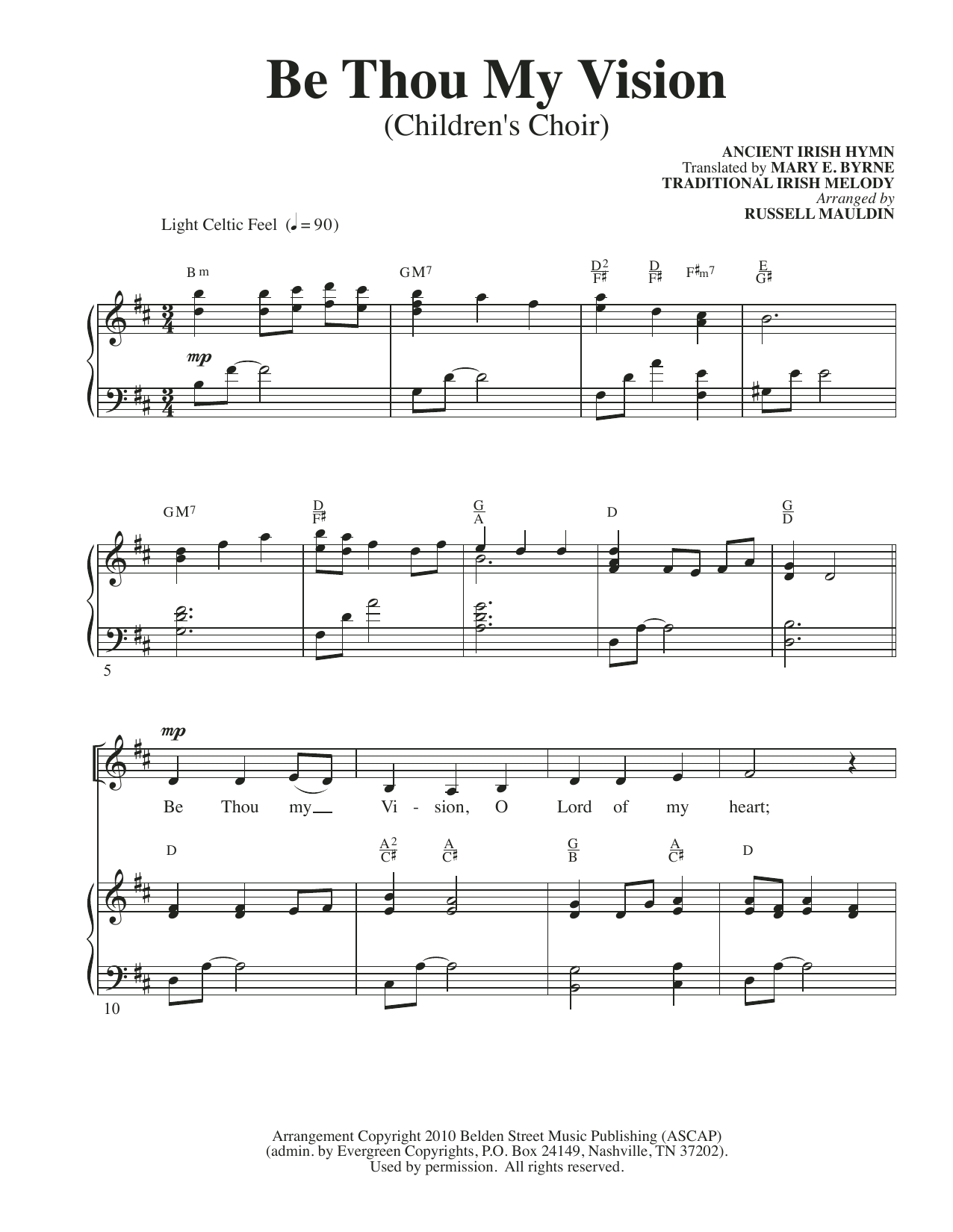 Traditional Irish Melody Be Thou My Vision (Children's Choir) (arr. Russell Mauldin) Sheet Music