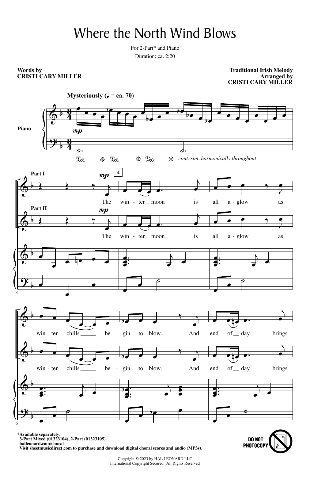 Traditional Irish Melody Where The North Wind Blows (arr. Cristi Cary Miller) Sheet Music