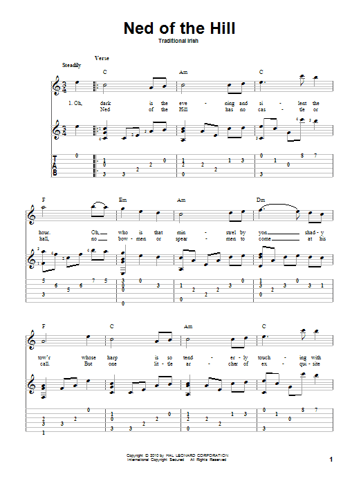 Traditional Irish Ned Of The Hill Sheet Music