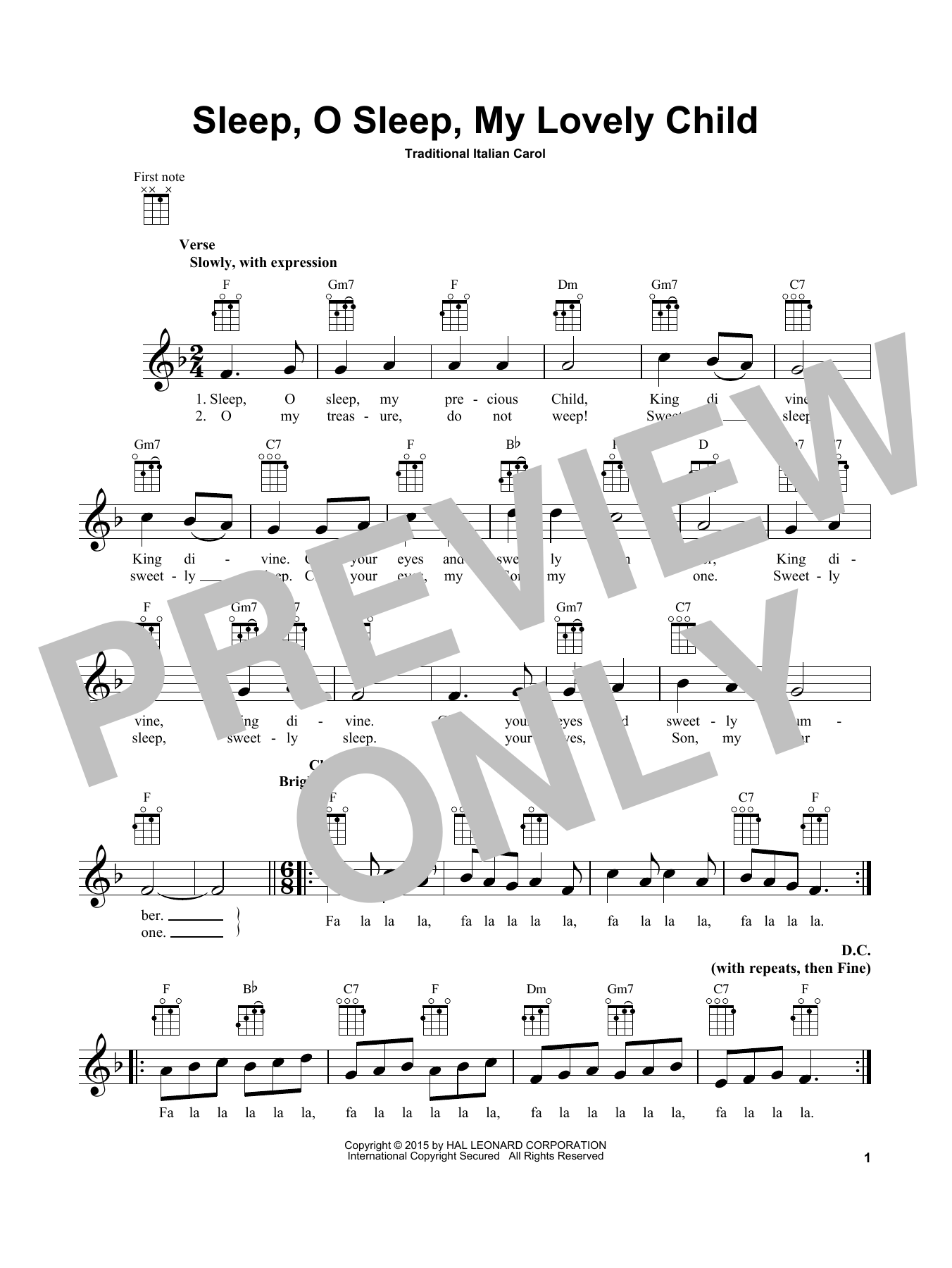 Traditional Carol Sleep, O Sleep, My Lovely Child Sheet Music