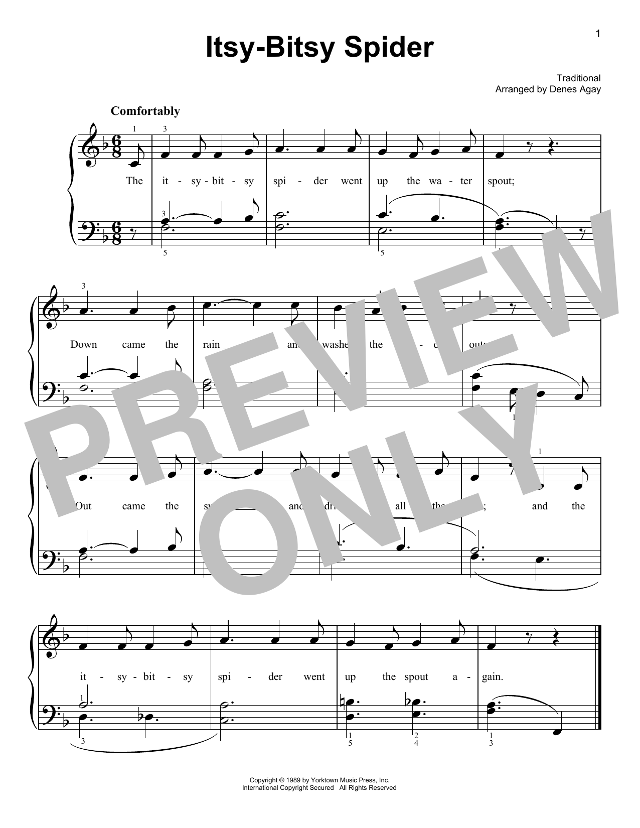 Traditional Itsy Bitsy Spider (arr. Denes Agay) Sheet Music