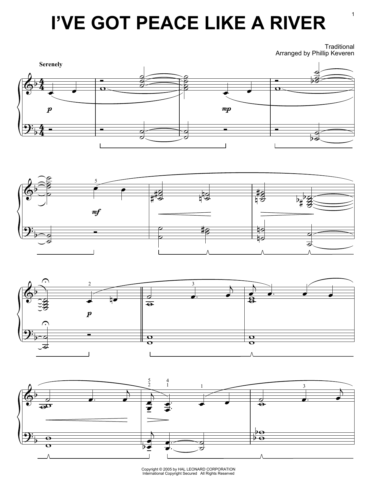 Traditional I've Got Peace Like A River [Jazz version] (arr. Phillip Keveren) Sheet Music