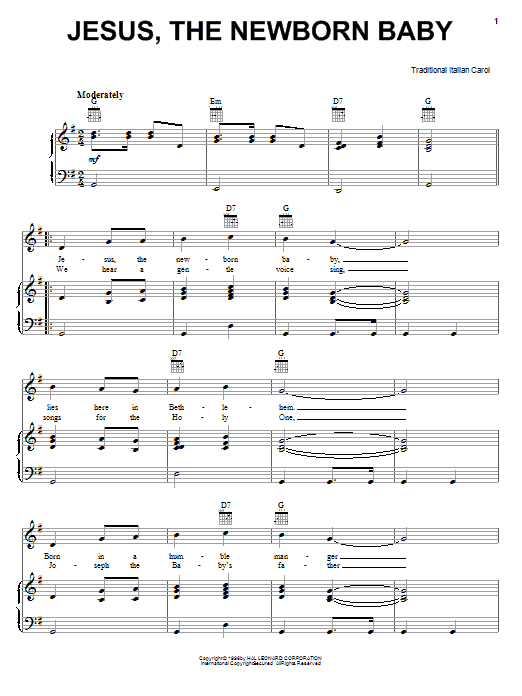 Traditional Jesus, The Newborn Baby Sheet Music