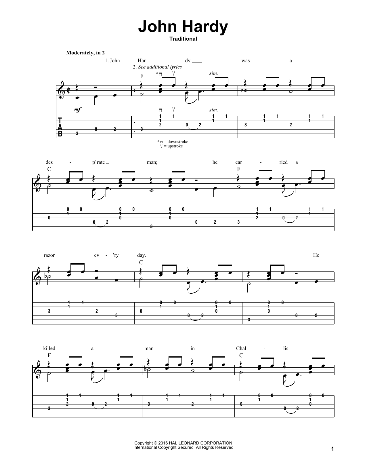 Traditional John Hardy (arr. Mark Phillips) Sheet Music